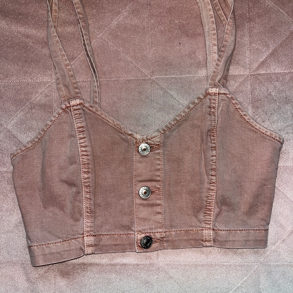 American Eagle Pink Denim Crop Top